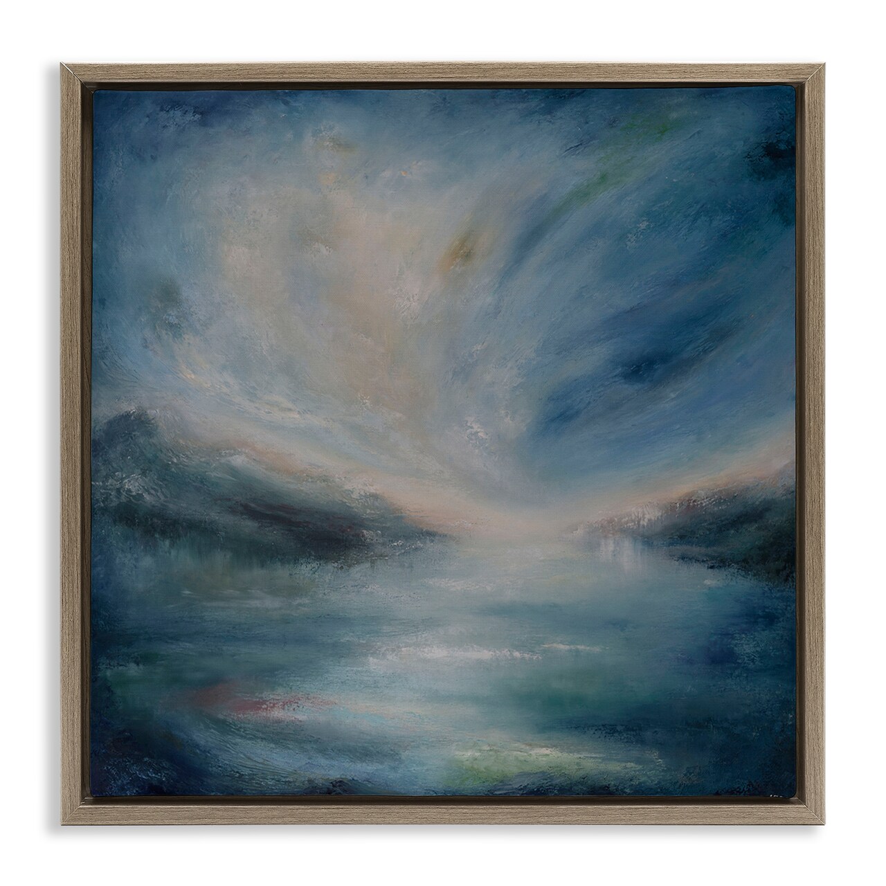 Stupell Industries Blue Hour Abstract Landscape Floater Framed Canvas Wall Art Design by Lydia Orange